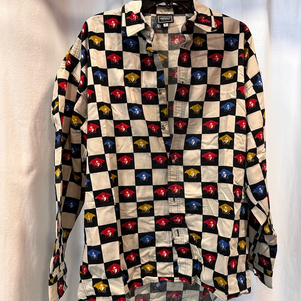 Versace Jeans Couture Black and White Checkered Shirt